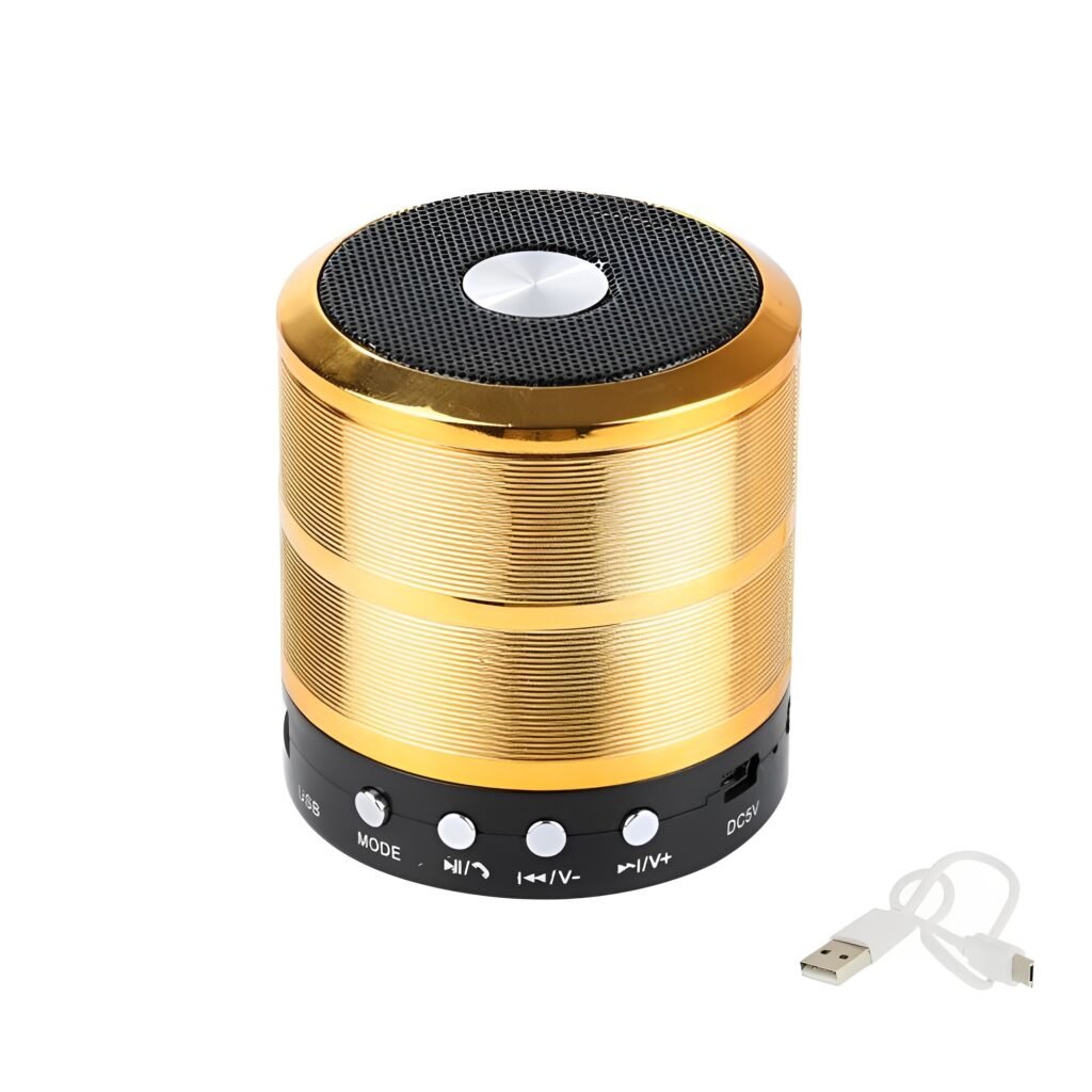 Φορητό Ασύρματο Ηχείο Bluetooth 5W με Διάρκεια Μπαταρίας έως 3 Ώρες USB/TF/FM Χρυσό (WS-887)