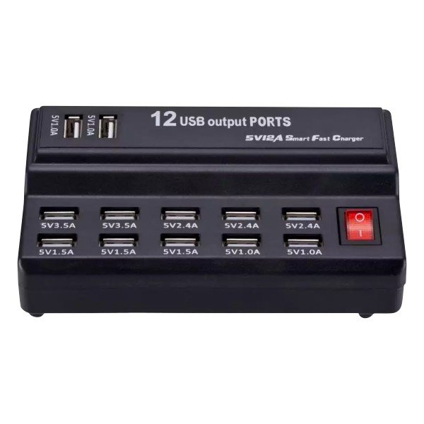 Βάση Φόρτισης με 12 Θύρες Usb-A 60W σε Μαύρο (ZY-2401)