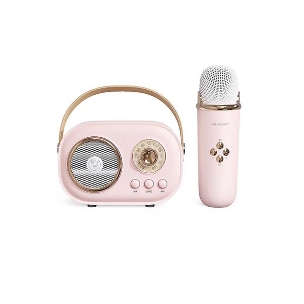 Ασύρματο ηχείο Karaoke Bluetooth με μικρόφωνο και υποδοχή κάρτας microsd ZY-2410 Ροζ/Μπεζ