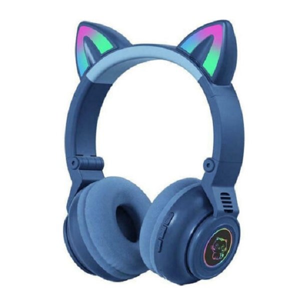 Ακουστικό LED Bluetooth Αυτιά Γάτας ZY-904 σε Μπλε και Ροζ Χρώμα
