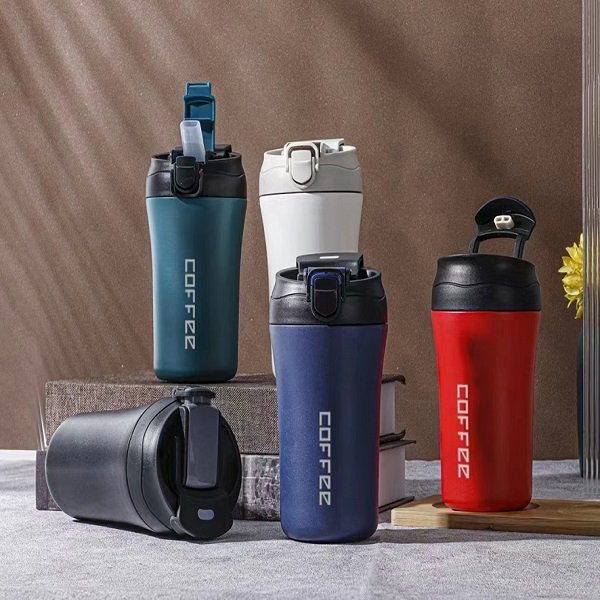 Θερμός-Ποτήρι με Καλαμάκι 400ml (JB-4020) Μαύρο/Μπλε/Κόκκινο/Πράσινο/Λευκό