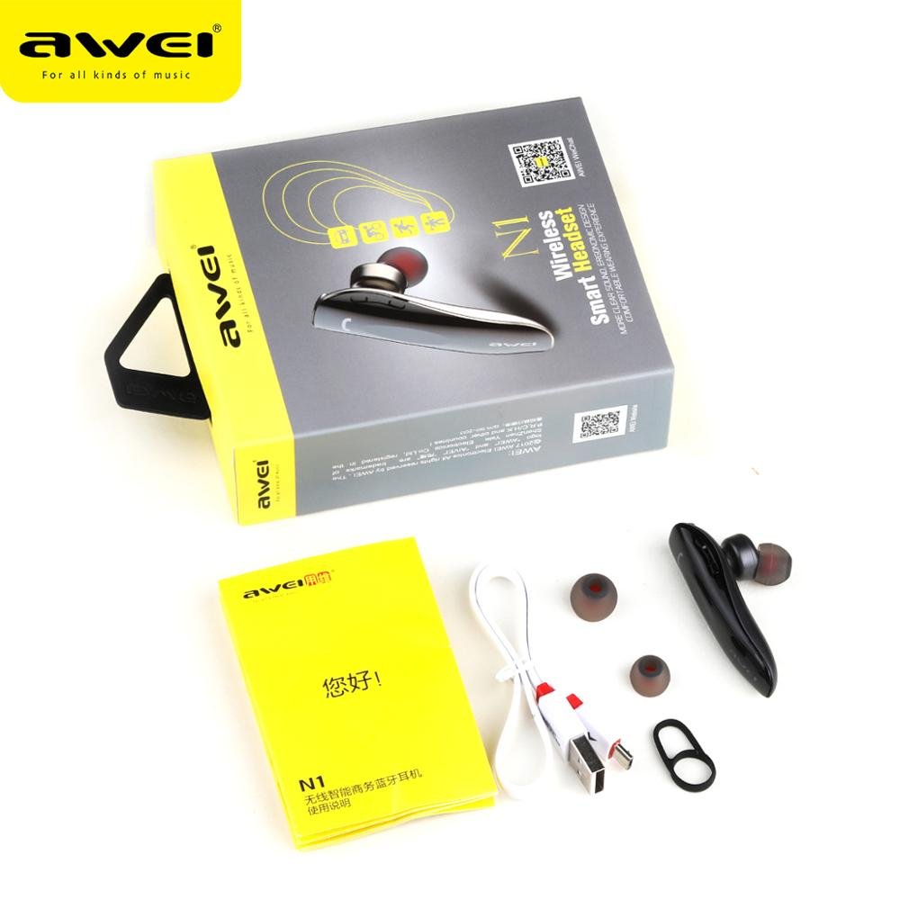 Ακουστικό Bluetooth Handsfree In-ear Awei Γκρι (N1)
