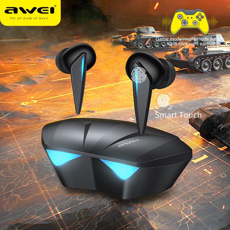 Ακουστικά Earbud Bluetooth Handsfree με Αντοχή στον Ιδρώτα IPX6 και Θήκη Φόρτισης Awei T23 TWS Μαύρα