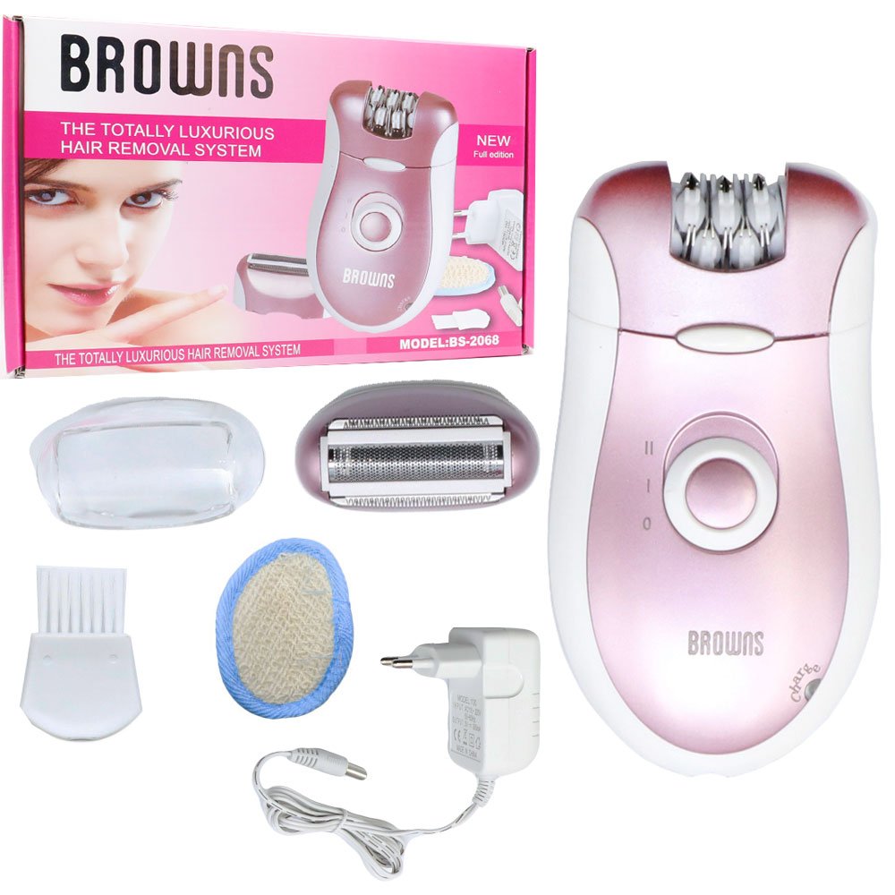 Επαναφορτιζόμενο Σετ Αποτρίχωσης Epilator για Σώμα Browns Ροζ-Λευκό (BS-2068)