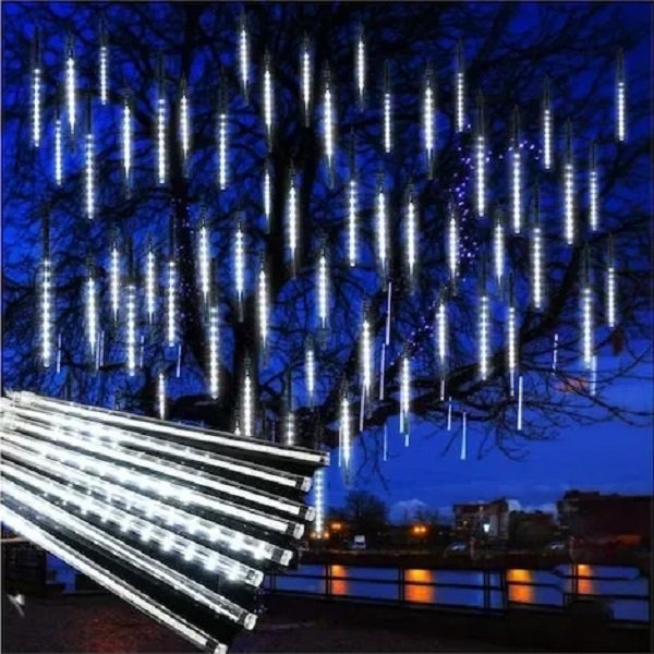 Χριστουγεννιάτικη LED Βροχή Μετεωριτών 8τμχ X 50cm με βύσμα επέκτασης BX-046 Ψυχρός Φωτισμός