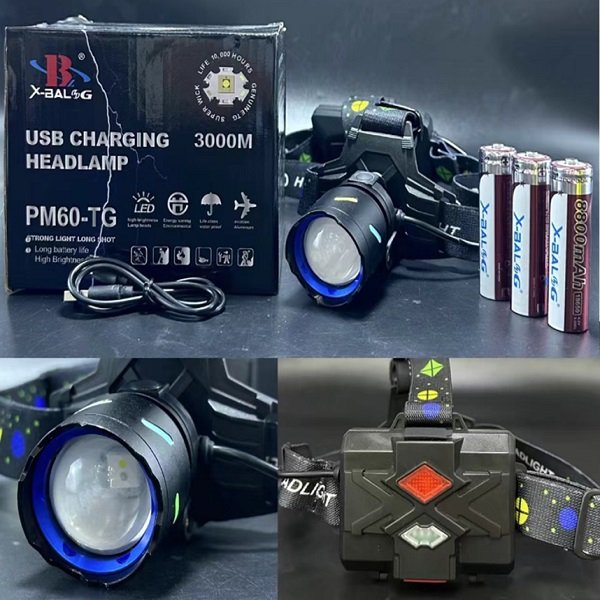 Φακός Κεφαλής LED Επαναφορτιζόμενος με 3 x 18650 Μπαταρίες 8800Mah (BL-8118-3-2)