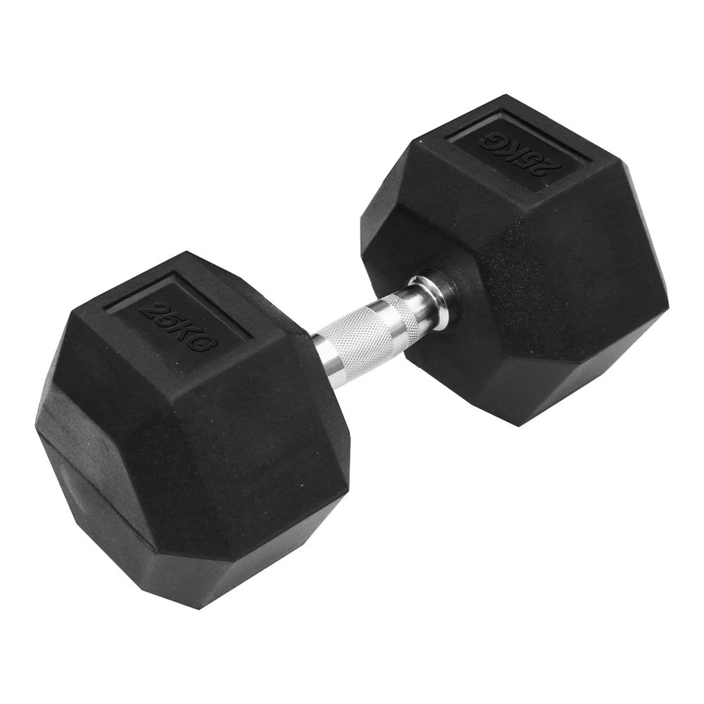 Λαστιχένιο Εξάγωνο Βαράκι 1 x 25kg Μαύρο (25566-52)
