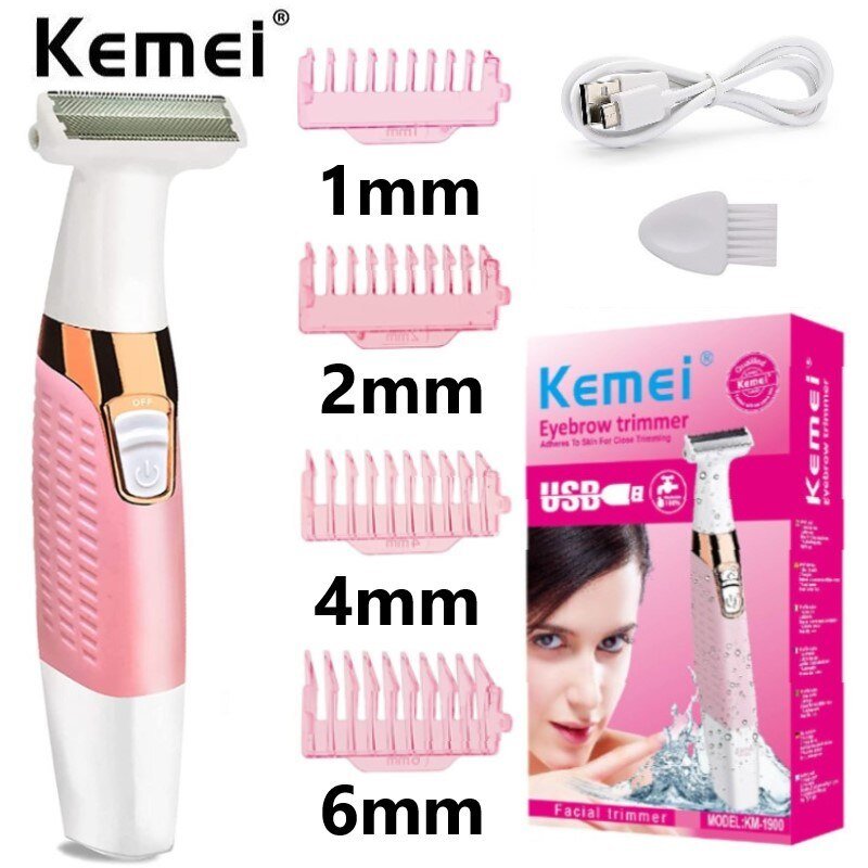 Επαναφορτιζόμενη Μηχανή Trimmer Kemei Ροζ-Λευκό (KM-1900)