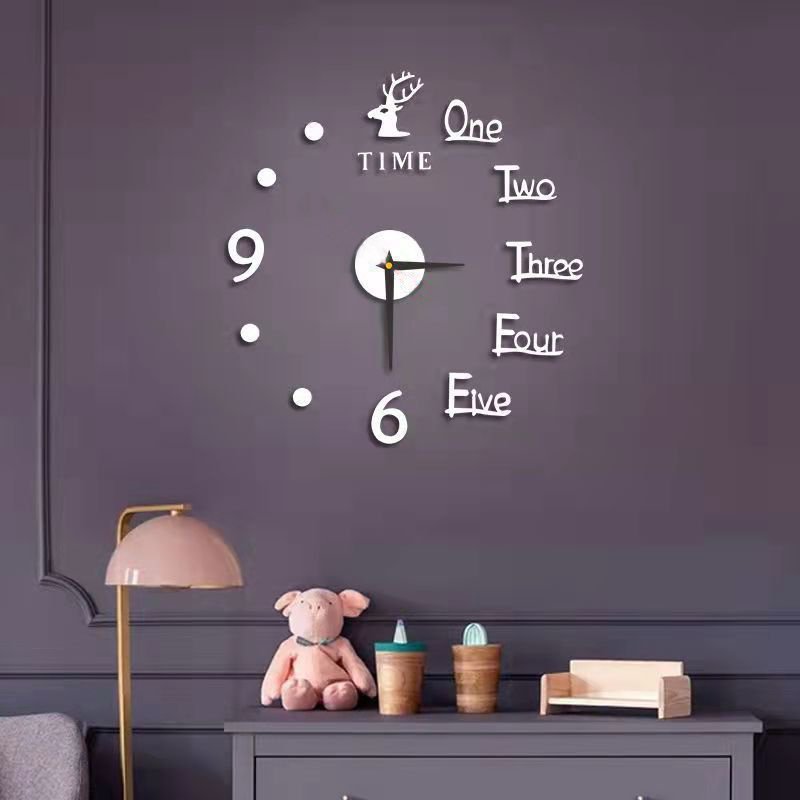Ρολόι Τοίχου Αυτοκόλλητο 3D DIY 60-120cm Ασημί (ZH38610)
