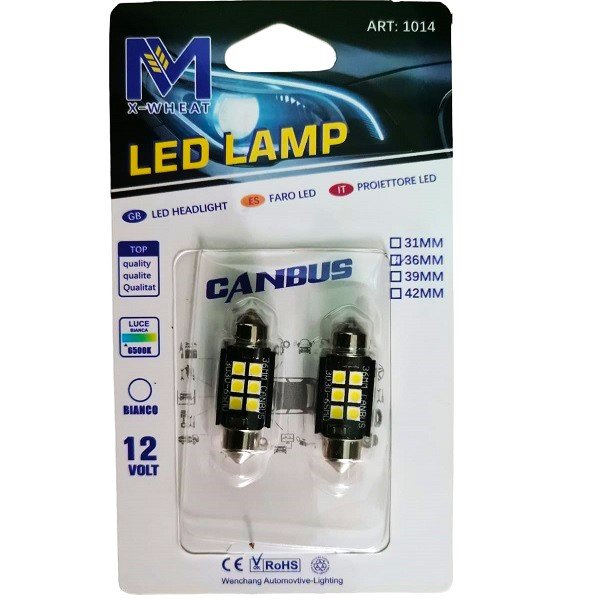 Σετ Λάμπα Αυτοκινήτου Canbus 6SMD LED 6500K 12v Ψυχρό Λευκό 36mm 2τμχ. (w09153-1)