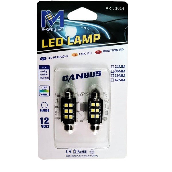 Σετ Λάμπα Αυτοκινήτου Canbus 6SMD LED 6500K 12v Ψυχρό Λευκό 39mm 2τμχ. (w09153-2)