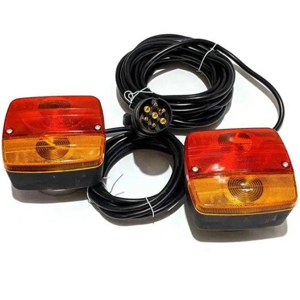 Σετ μαγνητικά φανάρια φλας/στοπ 12V για τρέιλερ IP65 2 τεμαχίων με καλώδιο (πρίζα κοτσαδόρου 7pin)2.5+7m (w15968-1)
