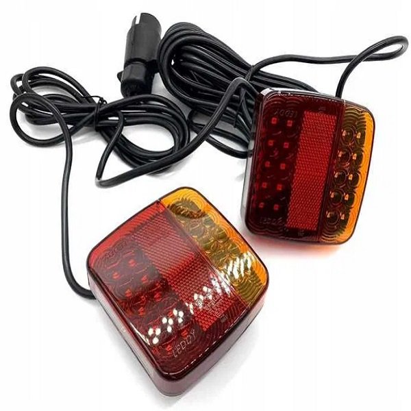 Σετ μαγνητικά φανάρια LED φλας/στοπ 12V για τρέιλερ IP65 2 τεμαχίων με καλώδιο (πρίζα κοτσαδόρου 7pin)2.5+7m (w15968-2)